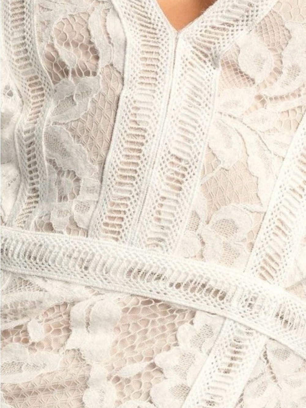 5. Lulu's Ivory Lace Maxi Dress with Ruffle Shoulders and Side Slit - Picture 5 of 8